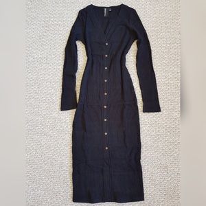 Sexy chic button down stretch jersey dress Black